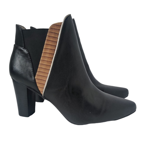 MARK Black Faux Leather Heeled Ankle Boots 10 - Picture 2 of 9